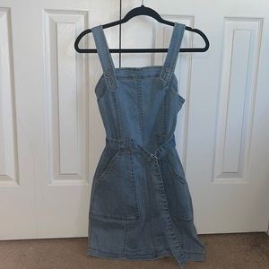 light wash overall dress